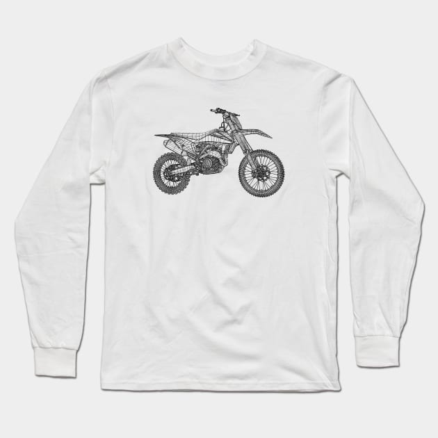 450 SX-F Motorcycles Blueprint Sketch Art Long Sleeve T-Shirt by DemangDesign